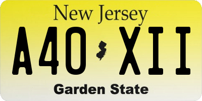 NJ license plate A40XII