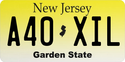 NJ license plate A40XIL