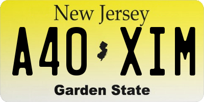 NJ license plate A40XIM