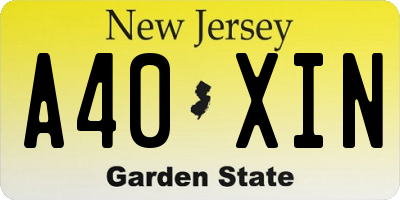 NJ license plate A40XIN