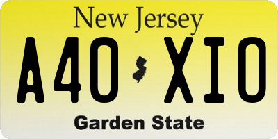 NJ license plate A40XIO