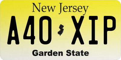 NJ license plate A40XIP