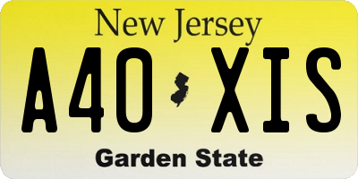 NJ license plate A40XIS