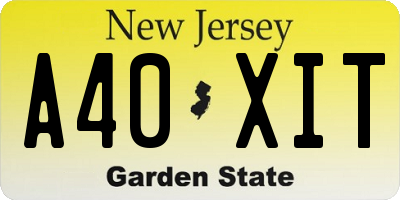 NJ license plate A40XIT