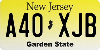 NJ license plate A40XJB