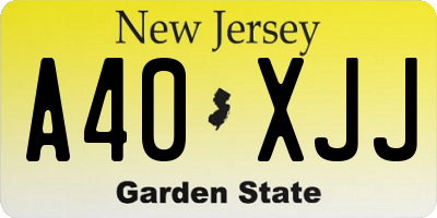 NJ license plate A40XJJ