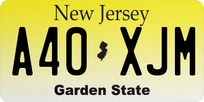 NJ license plate A40XJM