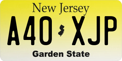NJ license plate A40XJP