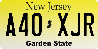 NJ license plate A40XJR