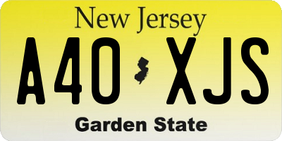 NJ license plate A40XJS
