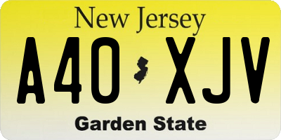 NJ license plate A40XJV