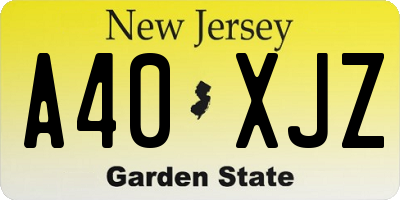 NJ license plate A40XJZ