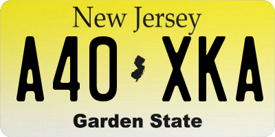 NJ license plate A40XKA