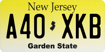 NJ license plate A40XKB