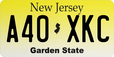 NJ license plate A40XKC