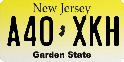 NJ license plate A40XKH
