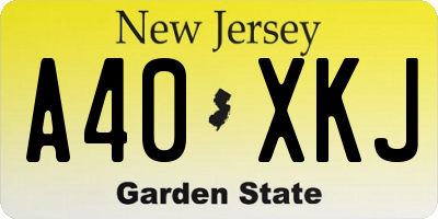NJ license plate A40XKJ