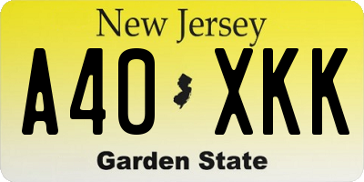 NJ license plate A40XKK