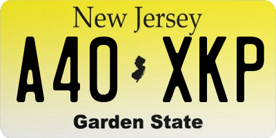 NJ license plate A40XKP