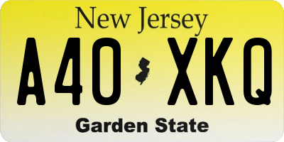 NJ license plate A40XKQ