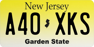 NJ license plate A40XKS