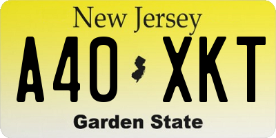 NJ license plate A40XKT