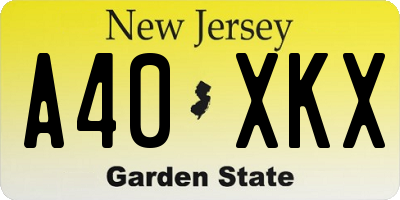 NJ license plate A40XKX