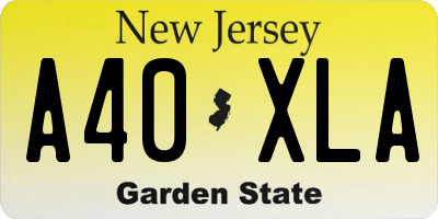 NJ license plate A40XLA