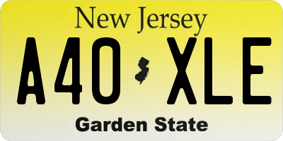 NJ license plate A40XLE