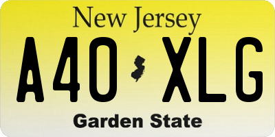 NJ license plate A40XLG