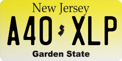 NJ license plate A40XLP
