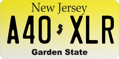 NJ license plate A40XLR