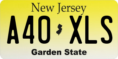 NJ license plate A40XLS