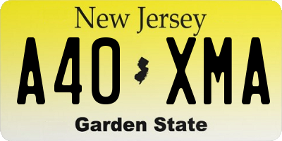 NJ license plate A40XMA