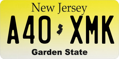 NJ license plate A40XMK