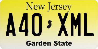 NJ license plate A40XML