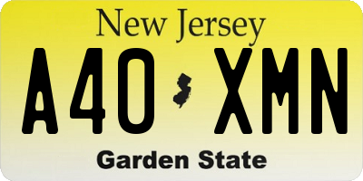 NJ license plate A40XMN