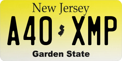 NJ license plate A40XMP