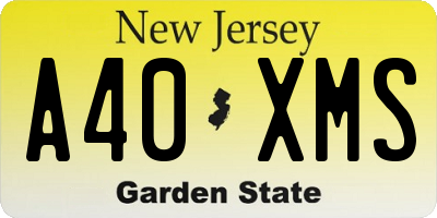NJ license plate A40XMS