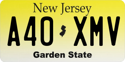 NJ license plate A40XMV