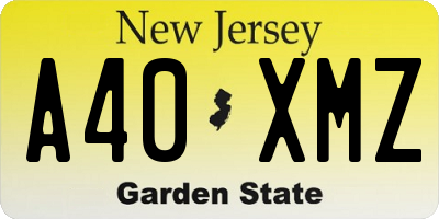 NJ license plate A40XMZ