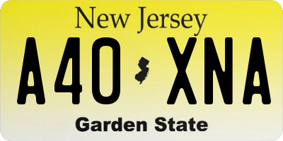 NJ license plate A40XNA