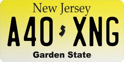 NJ license plate A40XNG