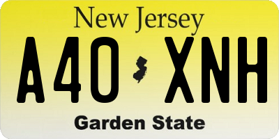 NJ license plate A40XNH