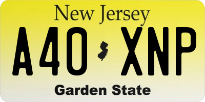 NJ license plate A40XNP