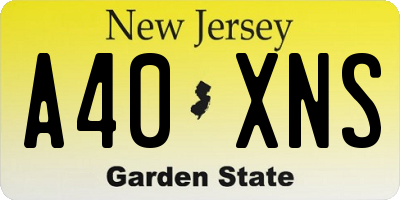 NJ license plate A40XNS