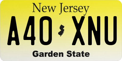 NJ license plate A40XNU