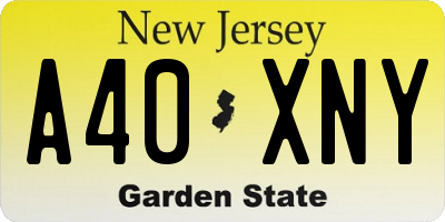 NJ license plate A40XNY