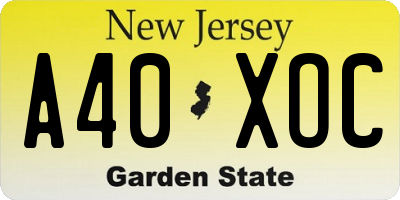 NJ license plate A40XOC