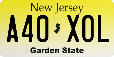 NJ license plate A40XOL